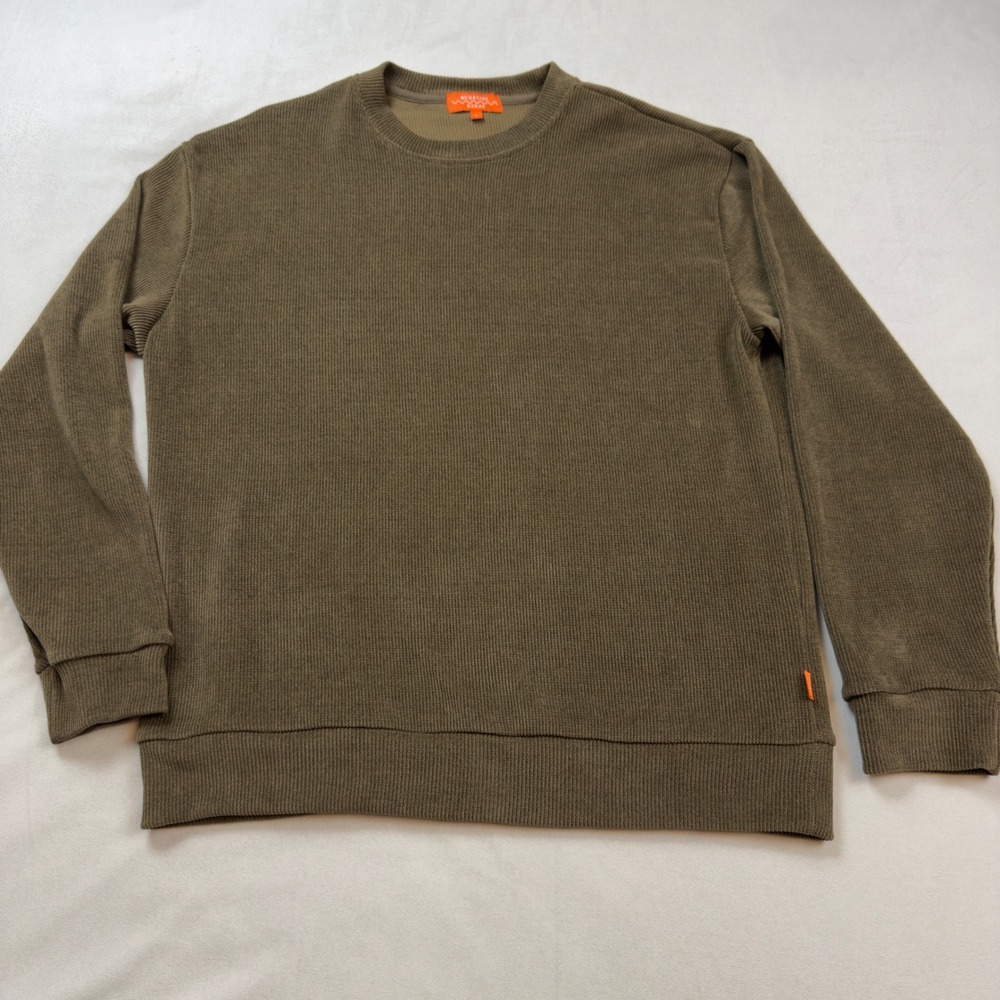 Negative Space Men's Ribbed Crewneck Sweatshirt Olive Green Large Long‎ Sleeve